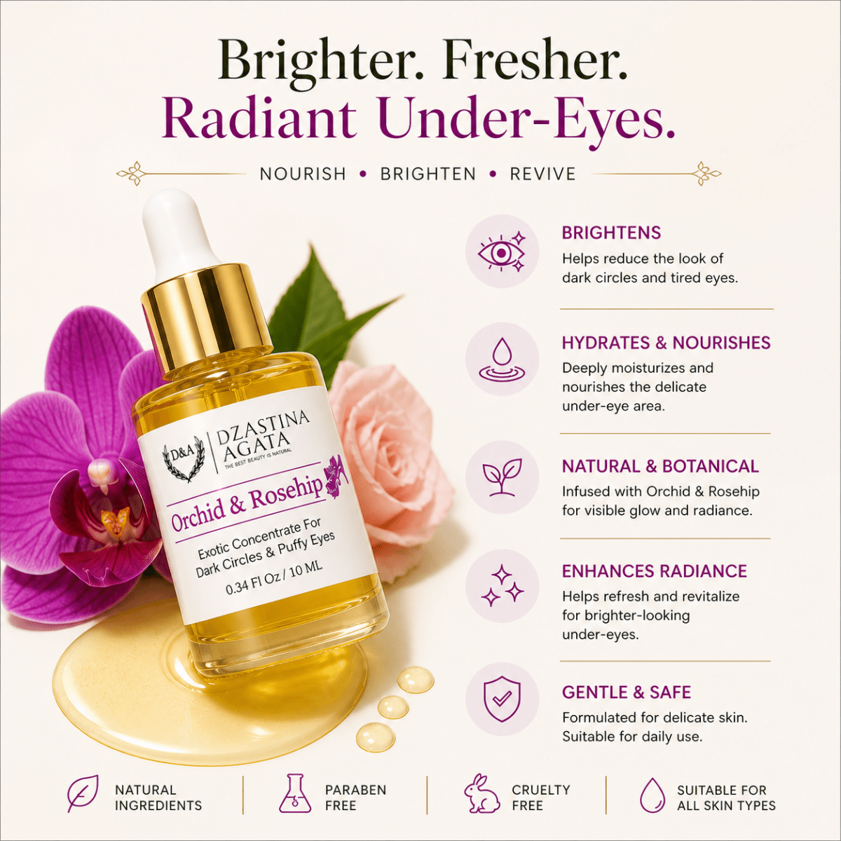 Orchid & Rosehip Brightening Eye Serum - Dzastina Agata Natural