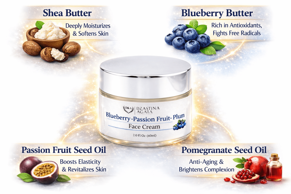 Blueberry Face Cream - Dry to Normal Skin - Dzastina Agata Natural