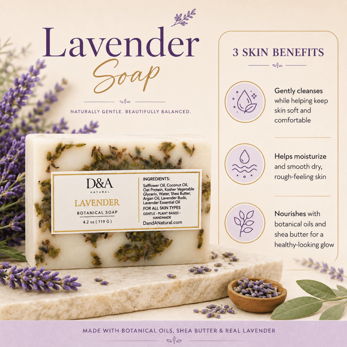 Lavender Soap with Lavender Essential Oil - Dzastina Agata Natural