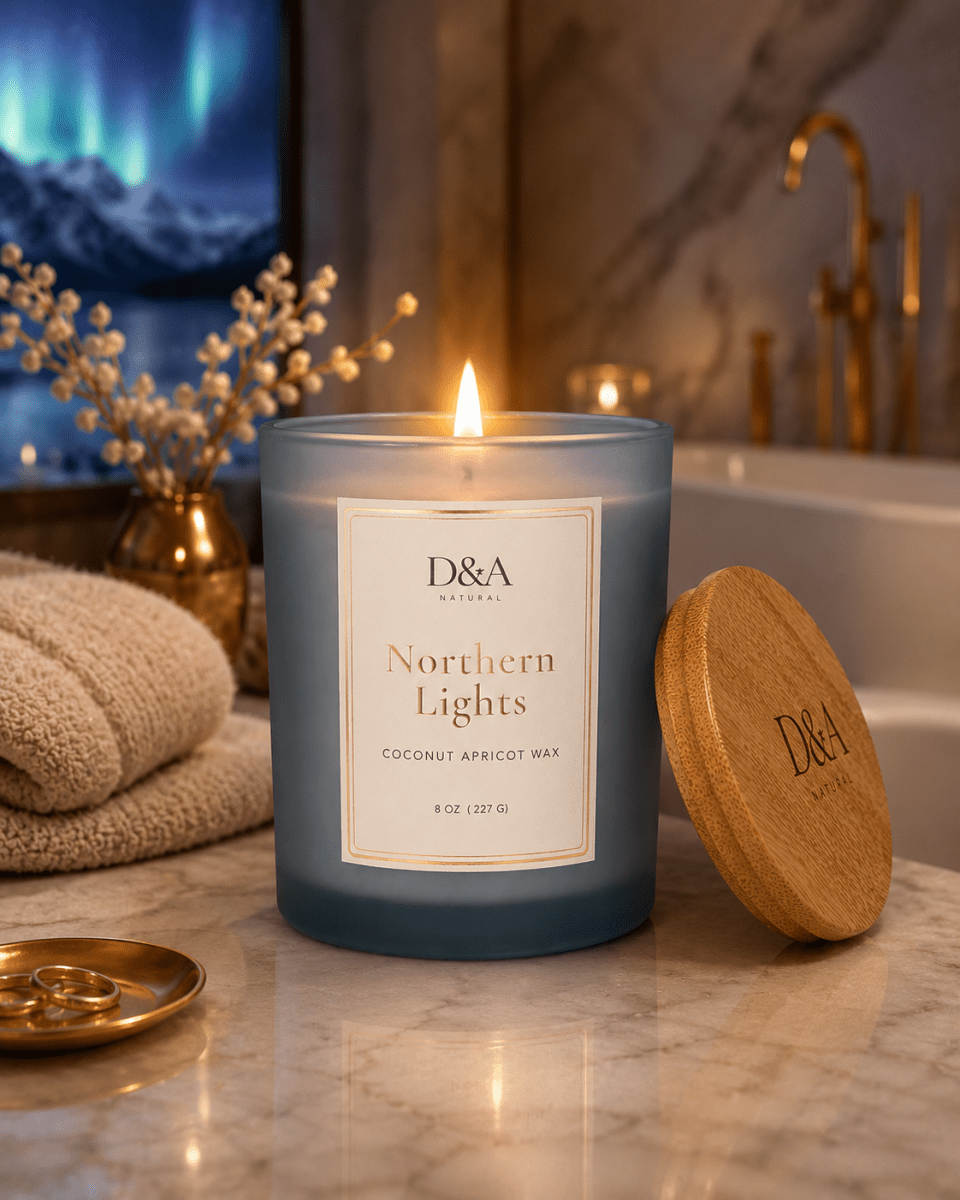 Northern Lights Coconut Apricot Wax Candle | D&A Natural - Dzastina Agata Natural