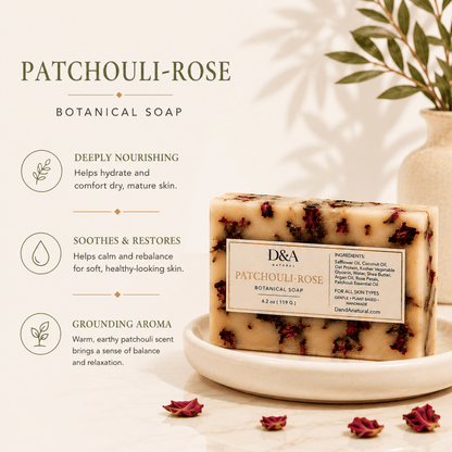 Patchouli-Rose Soap with Patchouli Essential Oil - Dzastina Agata Natural
