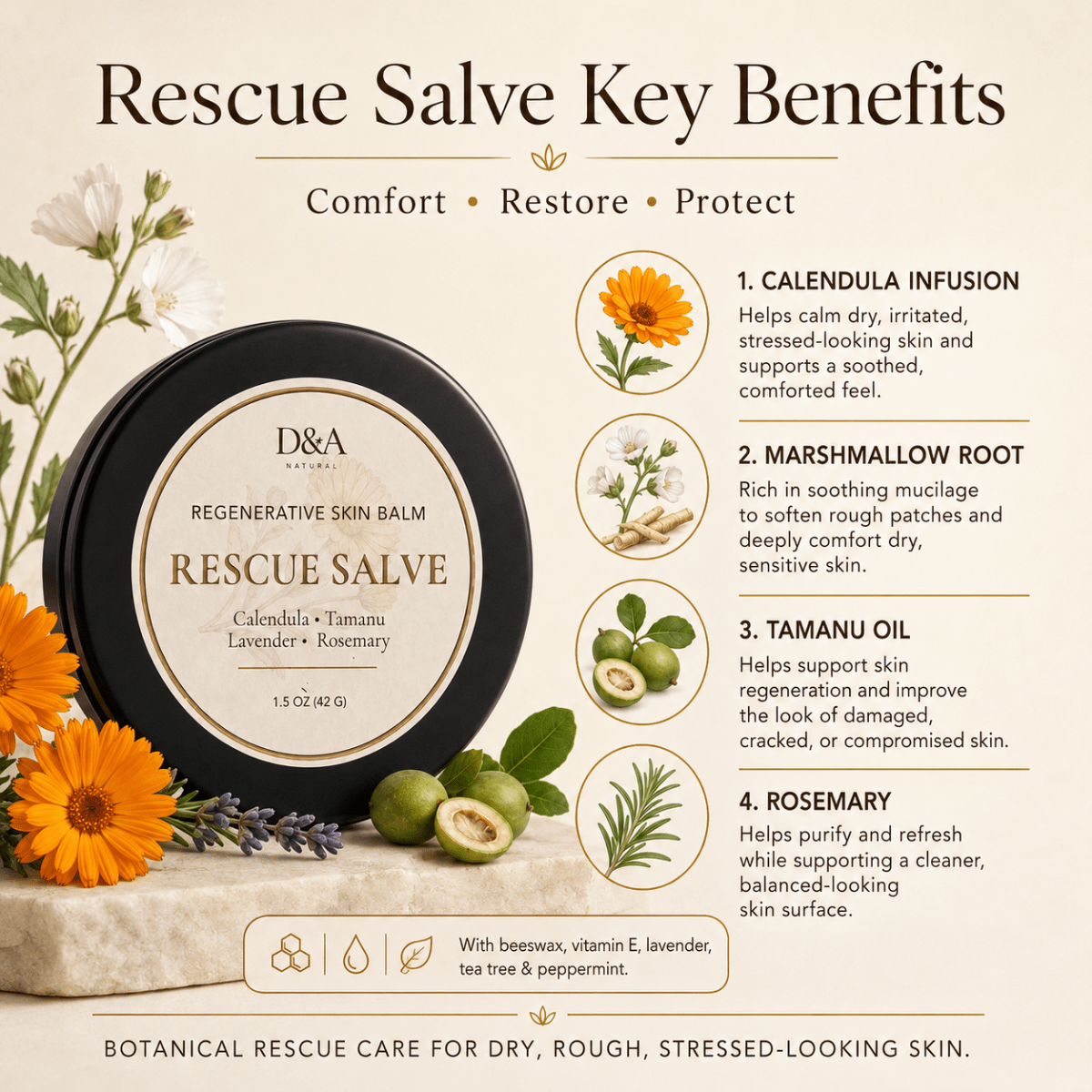 D&A Natural Calendula Rescue Salve - Dzastina Agata Natural