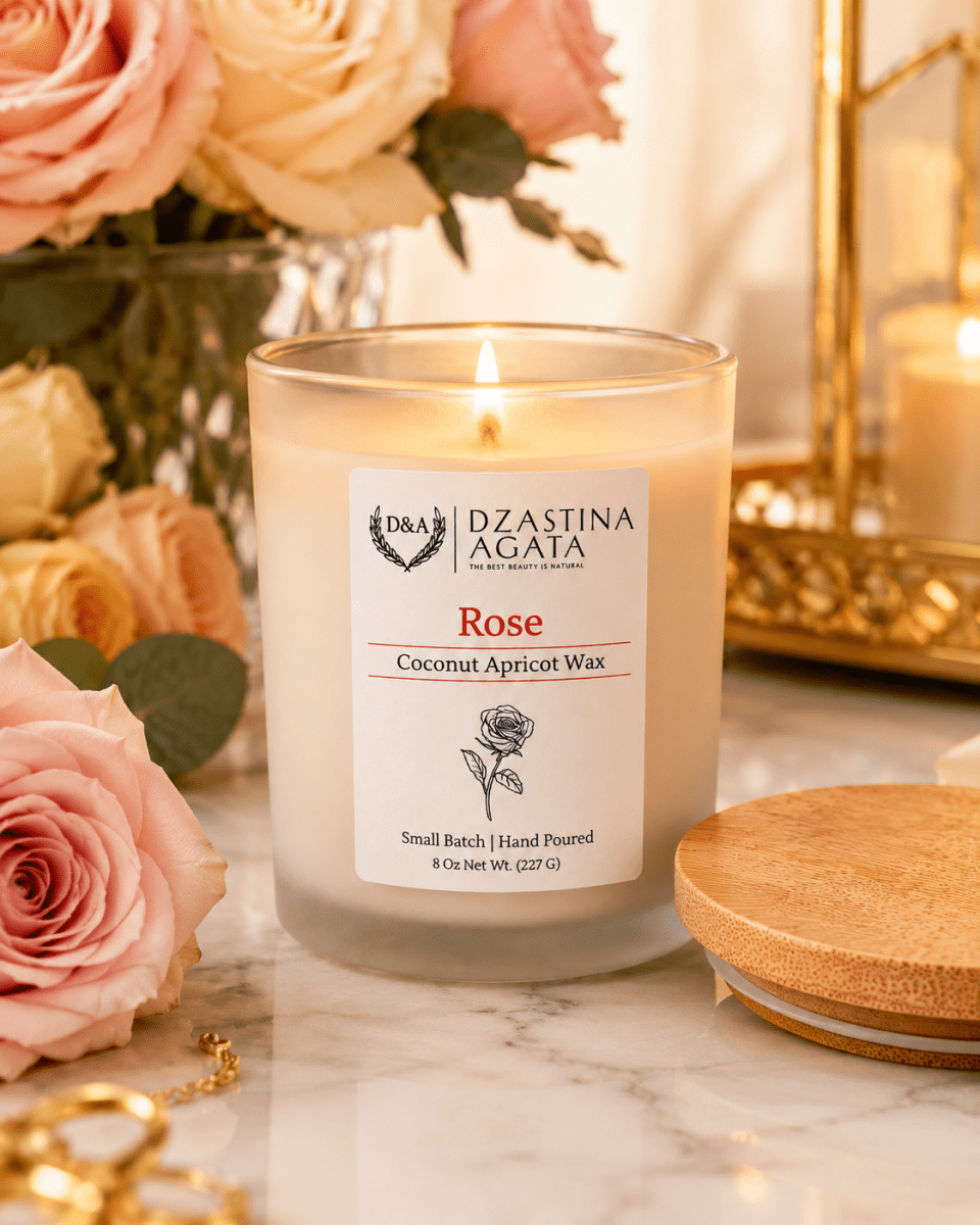 Rose Coconut Apricot Wax Candle | D&A Natural - Dzastina Agata Natural